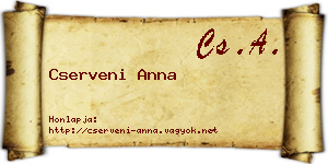 Cserveni Anna névjegykártya